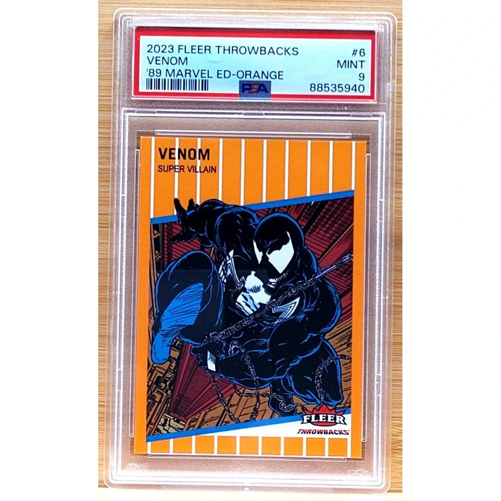 2023 FLEER THROWBACKS '89 MARVEL EDITION VENOM #D/489 PSA 9‎ ORANGE